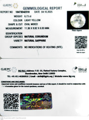 6.73/CT Natural Yellow Sapphire With Govt Lab Certificate (34410)